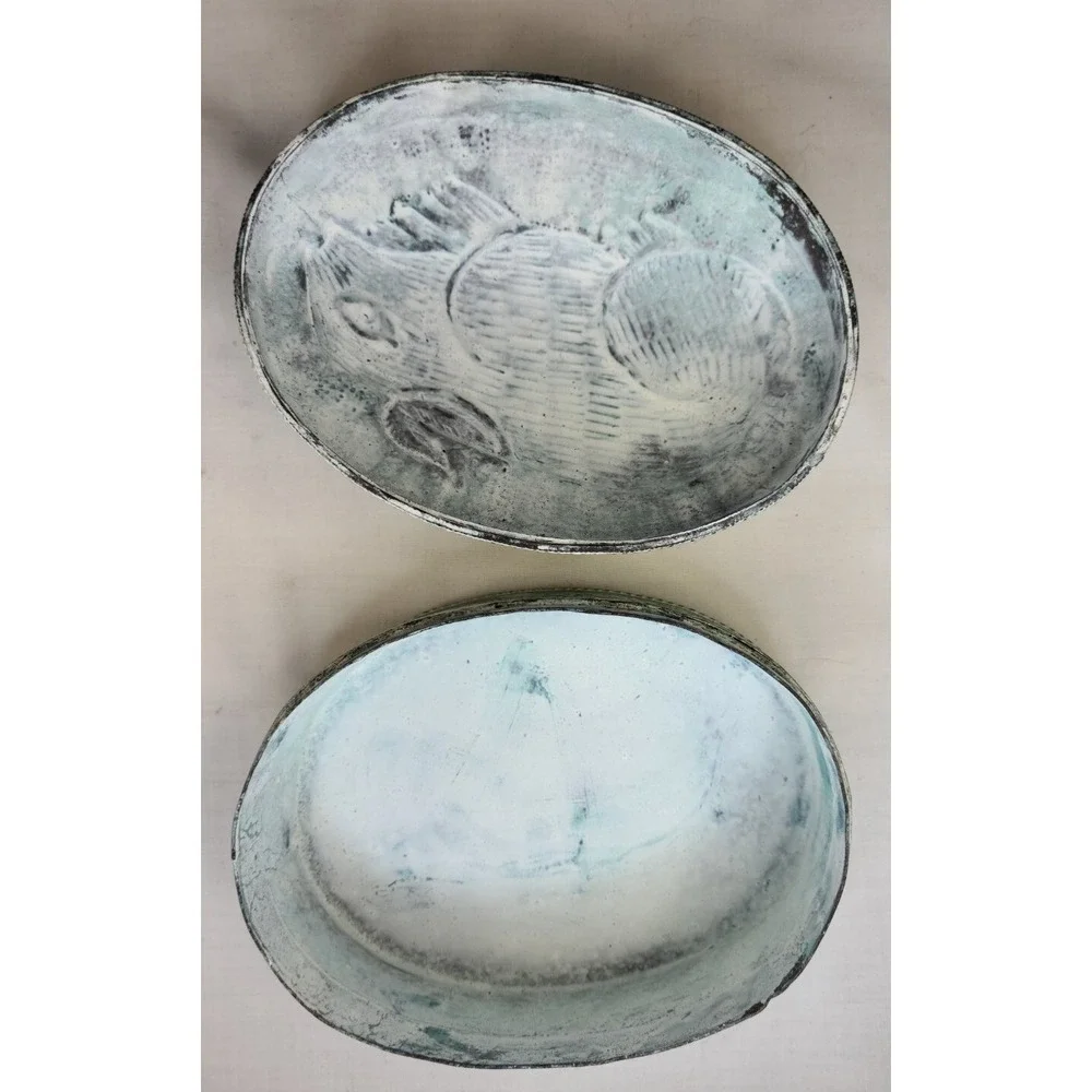 Metal rabbit box with lid April Cornell trinket storage